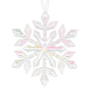 Ornament Bard de Crăciun Fulg Alb Irizat Lucios pentru Decor