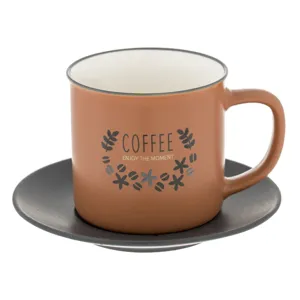 Set Cești cu Farfurie, Cărămiziu Mat, 280ml