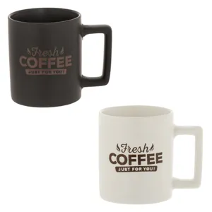 Set 2 Cani Ceramice Mate, 310ml, Albă și Neagră