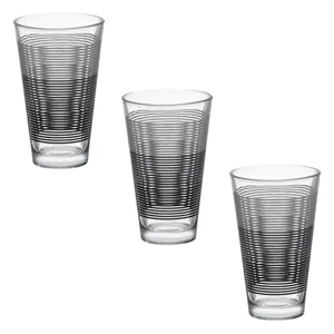 Set 3 Pahare din Sticlă Transparentă, 330 ml, Model Lines