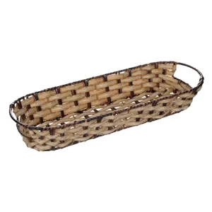 Coș decorativ de bucătărie împletit maro ecru 38x13.5x6cm