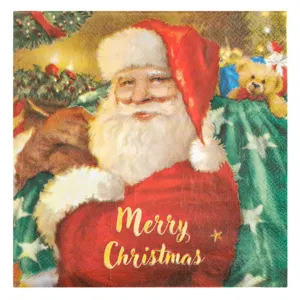 Șervețele de masă Moș Crăciun Merry Christmas, Set 20 bucăți Multicolor