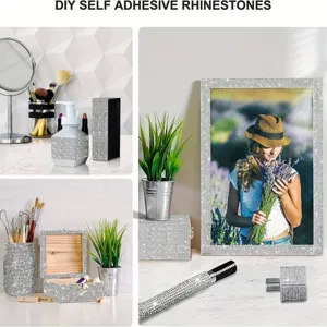 Banda Adezivă cu Strass Argintiu pentru Decorare DIY