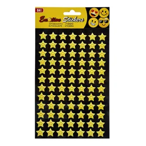 Autocolante Stele Galbene cu Emoji, Set de 84 bucăți