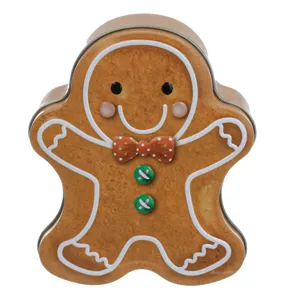 Cutie Metalică Gingerbread Crăciun Bej pentru Dulciuri