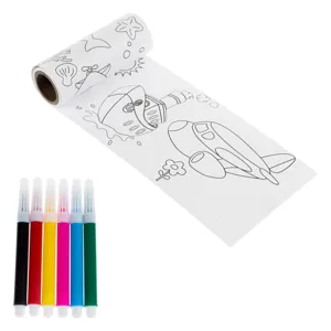 Rolă de colorat cu dinozaur și avion, 2 metri, multicolor