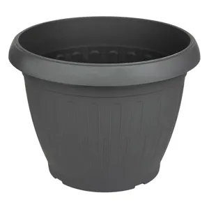 Farfurie Ghiveci Flori din Plastic Antracit cu Relief