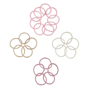 Elastice de păr mini cu lurex, set 24 bucăți, roz/nude/auriu