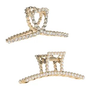 Clame Par Aurie cu Strass și Margele Albe - Design Cai