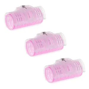 Bigudiuri cu scai și clamă, 6 cm, set de 3 bucăți, roz