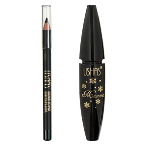 Set rimel negru și creion de ochi negru pentru un look intens