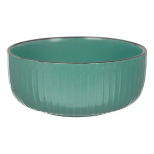 Bol Ceramic Petrol cu Dungi Reliefate Diametru 15cm
