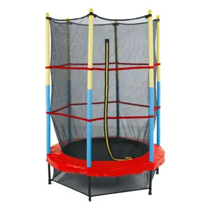 Trambulina cu plasa de protectie, Ø139x182 cm, multicolora