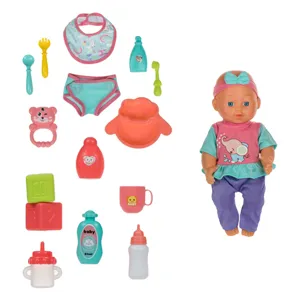 Papusă bebelușă multicoloră 32cm cu set de accesorii de îngrijire