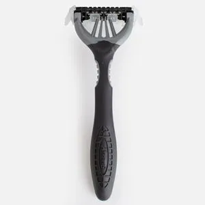 Aparat de ras cu lama tripla pentru barbati, Maner ergonomic, Negru si gri