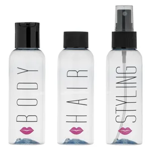 Set sticle călătorie transparente 100ml pentru cosmetice și îngrijire