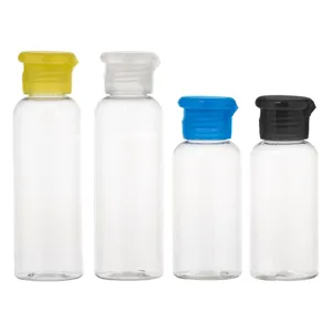 Set sticle de călătorie transparente cu capac colorat