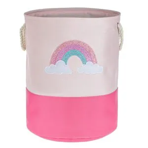 Cos de rufe cilindric curcubeu roz fucsia pentru copii