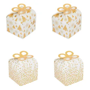 Set Cutii Carton Crăciun Alb Auriu pentru Cadouri