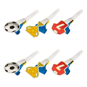 Set Suflători Petrecere Tematică Fotbal 6 Bucăți Alb