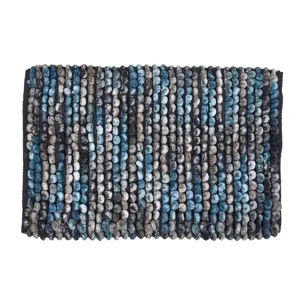 Covor Baie Microfibră Gri-Albastru Dots Antiderapant 80x50cm
