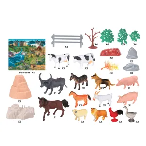 Set Figurine Animale de Fermă, Model Plastic, 50 Bucăți Multicolor