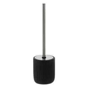Perie WC ceramica neagra maner metalic argintiu 38 cm