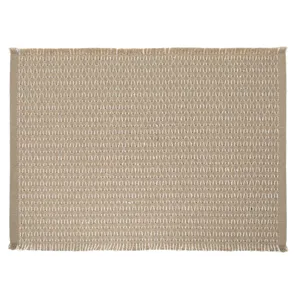 Suport Farfurii Rustic din Bumbac Bej cu Detaluri Albe