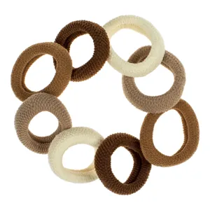 Elastice de par frotte groase, Set 8 buc, Maro Bej Ecru