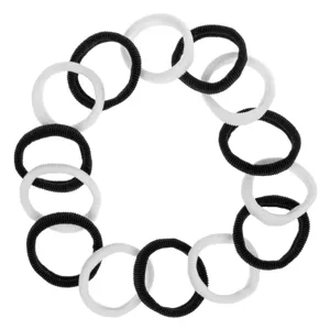 Elastice de par frotte, Set 14 buc, Negru si Alb