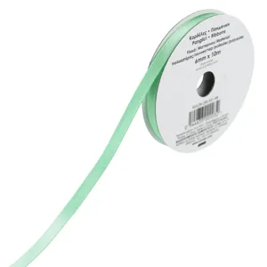 Panglica satinată verde mentă 10m x 6mm pentru cadouri și DIY