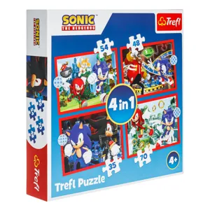 Puzzle 4 in 1 Sonic, Set 4 puzzle-uri, 35/48/54/70 piese, Multicolor