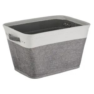 Cos de depozitare textil cu manere, Gri Ecru, 36x26x22cm