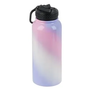 Sticlă Izotermă din Oțel Inoxidabil cu Model Degradé și Paie, 1000ml
