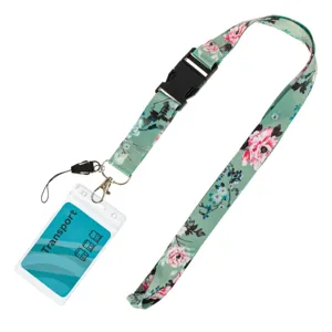 Ecusson Legitimație cu Snur Verde Floral 9x6cm
