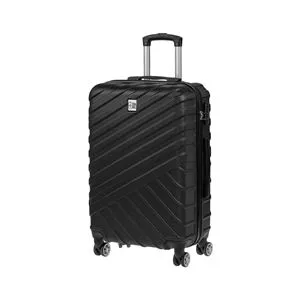 Valiza Troler cu 4 Roti, 35L, Neagra cu Dungi Reliefate