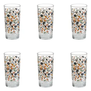 Set de 6 Pahare din Sticlă Triunghiulare Mosaic Multicolor 250ml
