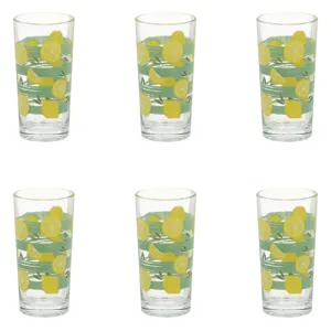Set 6 Pahare din Sticlă cu Model de Lămâie, 250 ml