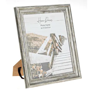 Rama foto din lemn cu aspect brushed, dublu, 20x25cm, Gri