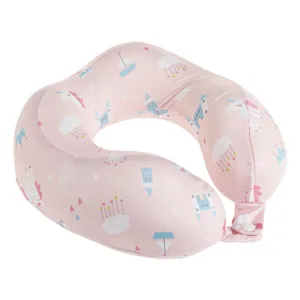 Perna de calatorie pentru copii, Memory Foam, 22x22x8cm, Roz, Model Unicorni