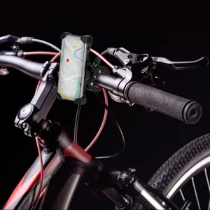Suport telefon pentru bicicleta si motocicleta, cu rotire 360°, clema reglabila, negru