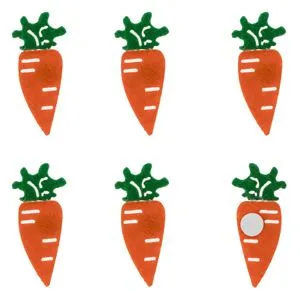 Autocolante decorative din fetru, Morcovi, 12 buc, 5 cm