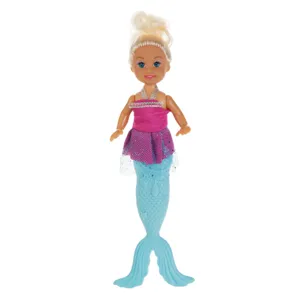 Păpușă Mini Sirena cu Coadă Detasabilă Fucsia și Păr Blond