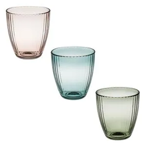 Set 3 Pahare din Sticlă cu Model cu Dungi, 280ml, Multicolore