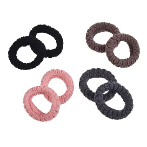Set 8 Elastice de Par din Material Textil cu Imprimeu Floral, Culori Mixte