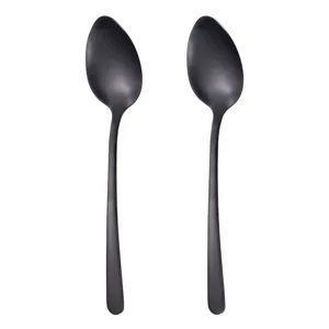 Set de linguri din oțel inoxidabil negru mat, design elegant pentru masă