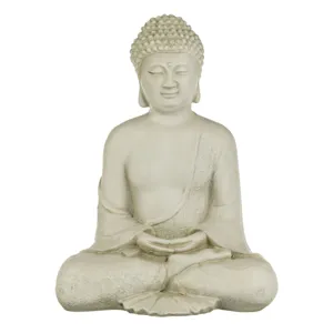 Figurina Buddha de Ceramică Ecru pentru Decorațiune în Grădină