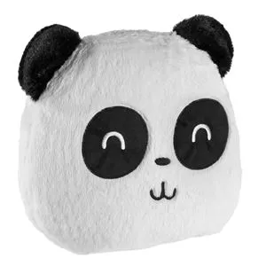 Pernă decorativă cu cap de panda, 32x30 cm, alb-negru