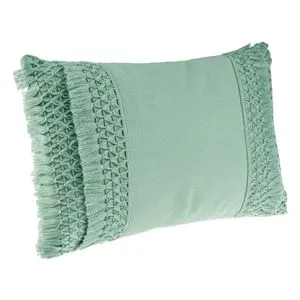 Pernă decorativă de vară, verde menta, model macrame, 50x30 cm