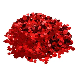Confetti Decorativ Inimioare Metalizate Rosii, 1.5x1.5 cm, 100g